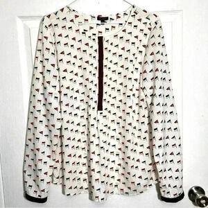 TALBOTS Nautical Flag Long Sleeve Top | size 14